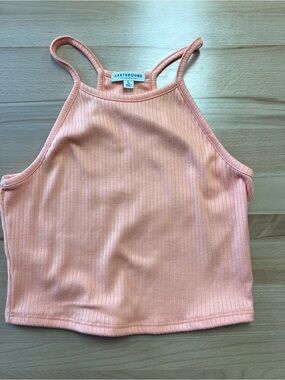 EARTHBOUND Peach Ribbed Cropped Tank Bandeau